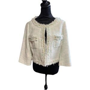 Lilly Pulitzer Lia Jacket Pretty Lurex Boucle Crystal Waters Sz 10